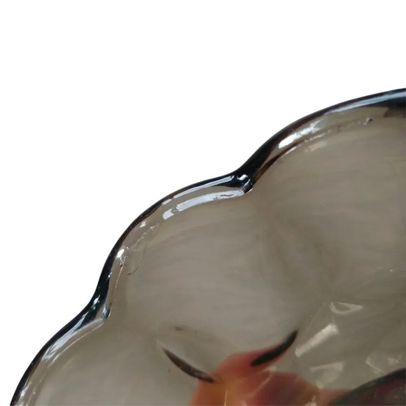 Vintage Smoky Glass Bowl Sugar Dish with Handles 70s - Picture 6 of 6